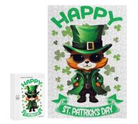 Puzzles for Adults 300 PCS Fox Saint Patricks Day Jigsaws for Adults Relaxing Games Enhance Memory Unique Birthday And Xmas Gifts 300 PCS