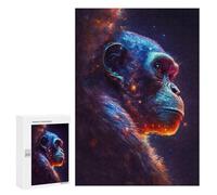 Puzzles for Adults 300 PCS Galactic Chimpanzee Portrait Puzzle For Teenagers Improve Memory Challenging To Complete Challenging Family Fun Game 300 PCS