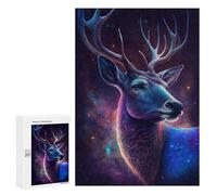 Puzzles for Adults 300 PCS Galactic Deer Art Print-11 Jigsaw for Teenagerss Pattern Assembly Parent-child Interaction Beautiful Design Game 300 PCS