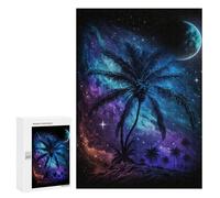 Puzzles for Adults 300 PCS Galactic Palm Trees Jigsaw for Teenagerss Pattern Assembly Parent-child Interaction Beautiful Design Game 300 PCS