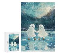 Puzzles for Adults 300 PCS Ghost Couple Ice Skating Winter Snow Jigsaw for Adults Relaxing Games Analysis And Logic Unique Birthday And Xmas Gifts 300 PCS