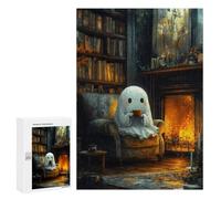 Puzzles for Adults 300 PCS Ghostly Cozy Fireplace Jigsaw for Adults Relaxing Games Analysis And Logic Unique Birthday And Xmas Gifts 300 PCS