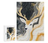Puzzles for Adults 300 PCS Golden Deer Abstract Art-1 Jigsaw Puzzles for Adults But Fun And Humorous for Birthday, Chrismas Christmas Birthday Gifts 300 PCS