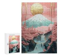 Puzzles for Adults 300 PCS Golden Moon Mountain Waterfall Jigsaws for Adults Puzzle Difficult Challenge Help The Brain Exercise Unique Challenge Game 300 PCS
