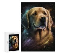 Puzzles for Adults 300 PCS Golden Retriever Galaxy Art Print-4 Jigsaw Puzzles for Teenagerss Stress Reliever Educational Challenge Christmas Birthday Gifts 300 PCS
