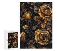 Puzzles for Adults 300 PCS Golden Rose Bouquet Jigsaws for Adults Relaxing Games Enhance Memory Unique Birthday And Xmas Gifts 300 PCS