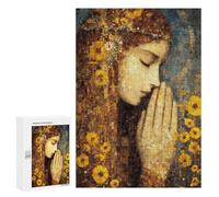 Puzzles for Adults 300 PCS Golden Sunflower Portrait Jigsaws for Adults Puzzle Difficult Challenge Help The Brain Exercise Unique Challenge Game 300 PCS