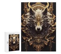 Puzzles for Adults 300 PCS Golden White King Wolf Jigsaw Puzzles for Teenagerss Stress Reliever Educational Challenge Christmas Birthday Gifts 300 PCS