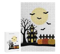 Puzzles for Adults 300 PCS Halloween Night Scene with Haunted House Jigsaws for Adults Relaxing Games Enhance Memory Unique Birthday And Xmas Gifts 300 PCS