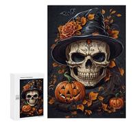 Puzzles for Adults 300 PCS Halloween Skull with Pumpkin Jigsaw Puzzles for Teenagerss Stress Reliever Educational Challenge Christmas Birthday Gifts 300 PCS