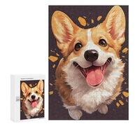 Puzzles for Adults 300 PCS Happy Corgi Portrait Jigsaw Puzzles for Teenagerss Stress Reliever Educational Challenge Christmas Birthday Gifts 300 PCS