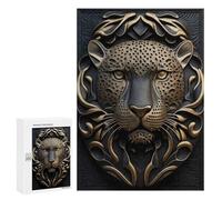 Puzzles for Adults 300 PCS Jaguar Gold Relief Deco Jigsaw for Teenagerss Pattern Assembly Parent-child Interaction Beautiful Design Game 300 PCS