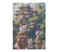 Puzzles for Adults 300 PCS Japanese Cats Anime Asian Jigsaws for Adults Hands-on Game Precision Cutting Fun at Home Activities, 300 PCS