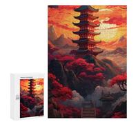 Puzzles for Adults 300 PCS Japanese Pagoda Sunset Landscape-7 Jigsaw for Teenagerss Pattern Assembly Parent-child Interaction Beautiful Design Game 300 PCS