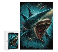 Puzzles for Adults 300 PCS Jaws The Megalodon Strikes Back Puzzle for Adults Family Games Hand Speed Race Unique Birthday And Xmas Gifts 300 PCS