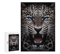 Puzzles for Adults 300 PCS Leopard with Blue Eyes Roaring Puzzles for Adults Family Games Stress Reliever Unique Birthday And Xmas Gifts 300 PCS