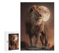 Puzzles for Adults 300 PCS Lion Moon Night Sky Puzzle For Teenagers Improve Memory Challenging To Complete Challenging Family Fun Game 300 PCS