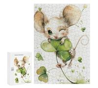 Puzzles for Adults 300 PCS Lucky Mouse with Four-Leaf Clover Puzzles for Teenagers Staycation Kill Time Help The Brain Exercise Unique Birthday And Xmas Gifts 300 PCS