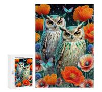 Puzzles for Adults 300 PCS Magical Night Owls with Flowers Jigsaws for Adults Puzzle Difficult Challenge Help The Brain Exercise Unique Challenge Game 300 PCS