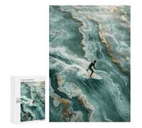 Puzzles for Adults 300 PCS Marbel Gold Gilded Surf Jigsaw Puzzles for Teenagerss Stress Reliever Educational Challenge Christmas Birthday Gifts 300 PCS