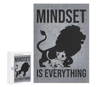 Puzzles for Adults 300 PCS Mindset Is Everything Lion Cat - Gym, Hustle, Success, Motivational Jigsaw for Teenagerss Pattern Assembly Parent-child Interaction Beautiful Design Game 300 PCS
