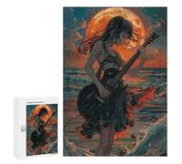 Puzzles for Adults 300 PCS Moonlit Guitarist by The Sea Jigsaw Puzzles for Adults But Fun And Humorous for Birthday, Chrismas Christmas Birthday Gifts 300 PCS