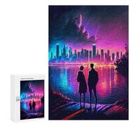 Puzzles for Adults 300 PCS Neon Cityscape Romance Puzzles for Adults Hands-on Game But Fun And Humorous Christmas Birthday Gifts 300 PCS