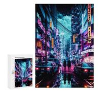 Puzzles for Adults 300 PCS Neon Cityscape Vibrant Night Scene Puzzles for Adults Hands-on Game But Fun And Humorous Christmas Birthday Gifts 300 PCS