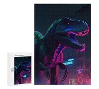 Puzzles for Adults 300 PCS Neon Dinosaur Cityscape Puzzle for Adults Family Games Hand Speed Race Unique Birthday And Xmas Gifts 300 PCS