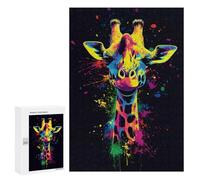 Puzzles for Adults 300 PCS Neon Giraffe Art Jigsaw for Adults Relaxing Games Analysis And Logic Unique Birthday And Xmas Gifts 300 PCS