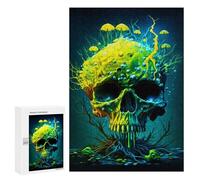 Puzzles for Adults 300 PCS Neon Skull with Mushrooms Puzzles for Adults Hands-on Game But Fun And Humorous Christmas Birthday Gifts 300 PCS