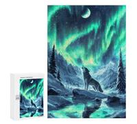 Puzzles for Adults 300 PCS Nordic Wolf Aurora Borealis Jigsaws for Adults Relaxing Games Enhance Memory Unique Birthday And Xmas Gifts 300 PCS