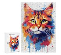 Puzzles for Adults 300 PCS Orange Cat Painting Jigsaw for Adults Relaxing Games Analysis And Logic Unique Birthday And Xmas Gifts 300 PCS