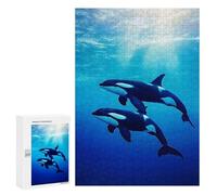 Puzzles for Adults 300 PCS Orcas Swimming Underwater Jigsaws for Adults Relaxing Games Enhance Memory Unique Birthday And Xmas Gifts 300 PCS