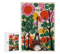 Puzzles for Adults 300 PCS Paris Eiffel Tower Colorful Illustration Jigsaw for Teenagerss Pattern Assembly Parent-child Interaction Beautiful Design Game 300 PCS