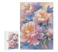 Puzzles for Adults 300 PCS Peony Flowers with Butterflies Puzzles for Teenagers Staycation Kill Time Help The Brain Exercise Unique Birthday And Xmas Gifts 300 PCS
