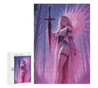 Puzzles for Adults 300 PCS Pink Haired Warrior with Sword Jigsaw Puzzles for Teenagerss Stress Reliever Educational Challenge Christmas Birthday Gifts 300 PCS