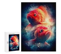 Puzzles for Adults 300 PCS Pisces Zodiac Sign with Two Fish Jigsaws for Adults Relaxing Games Enhance Memory Unique Birthday And Xmas Gifts 300 PCS