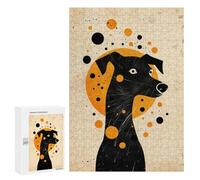 Puzzles for Adults 300 PCS Puzzles Abstract Dog Vector Portrait with Orange Circle Puzzles for Adults Toy Wall Decor Difficult Hard Help The Brain Exercise 300 PCS