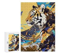Puzzles for Adults 300 PCS Puzzles Abstract Tiger Art with Geometric Patterns Puzzles for Adults Brain Teaser Game Perfect Decoration Deal As Gifts for The Whole Family 300 PCS