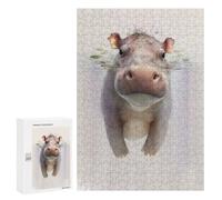 Puzzles for Adults 300 PCS Puzzles Baby Hippo Swimming Jigsaws for Adults Family Games Difficult Hard Deal As Gifts for The Whole Family 300 PCS