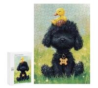 Puzzles for Adults 300 PCS Puzzles Black Poodle with Yellow Duck -1 Adult Jigsaw Puzzles Family Activities Difficult And Challenge for Is Ideal As A Gift 300 PCS