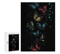 Puzzles for Adults 300 PCS Puzzles Colorful Butterflies on Black Puzzles for Adults Brain Teaser Game Perfect Decoration Deal As Gifts for The Whole Family 300 PCS