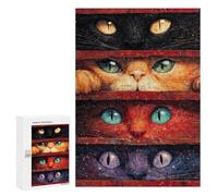 Puzzles for Adults 300 PCS Puzzles Curious Cats Peeking Through Slats Puzzles for Adults Brain Teaser Game Perfect Decoration Deal As Gifts for The Whole Family 300 PCS