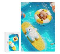 Puzzles for Adults 300 PCS Puzzles Cute Bears Swimming Pool Puzzles for Adults Toy Wall Decor Difficult Hard Help The Brain Exercise 300 PCS