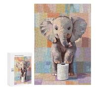 Puzzles for Adults 300 PCS Puzzles Cute Elephant with Toilet Paper Roll Puzzles for Adults Toy Wall Decor Difficult Hard Help The Brain Exercise 300 PCS