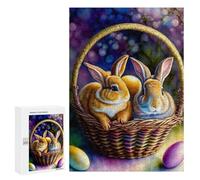 Puzzles for Adults 300 PCS Puzzles Easter Basket with Bunnies Puzzles for Adults Brain Teaser Game Perfect Decoration Deal As Gifts for The Whole Family 300 PCS
