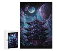 Puzzles for Adults 300 PCS Puzzles Enchanted Pagoda Night Sky -4 Puzzles for Adults Brain Teaser Game Perfect Decoration Deal As Gifts for The Whole Family 300 PCS