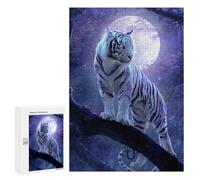 Puzzles for Adults 300 PCS Puzzles Enchanted White Tiger Moonlit Forest -1 Adult Jigsaw Puzzles Family Activities Difficult And Challenge for Is Ideal As A Gift 300 PCS