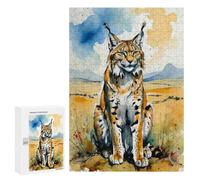 Puzzles for Adults 300 PCS Puzzles Eurasian Lynx Watercolor Painting Puzzles for Adults Toy Wall Decor Difficult Hard Help The Brain Exercise 300 PCS